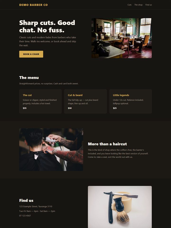 The Barber Kit - site preview