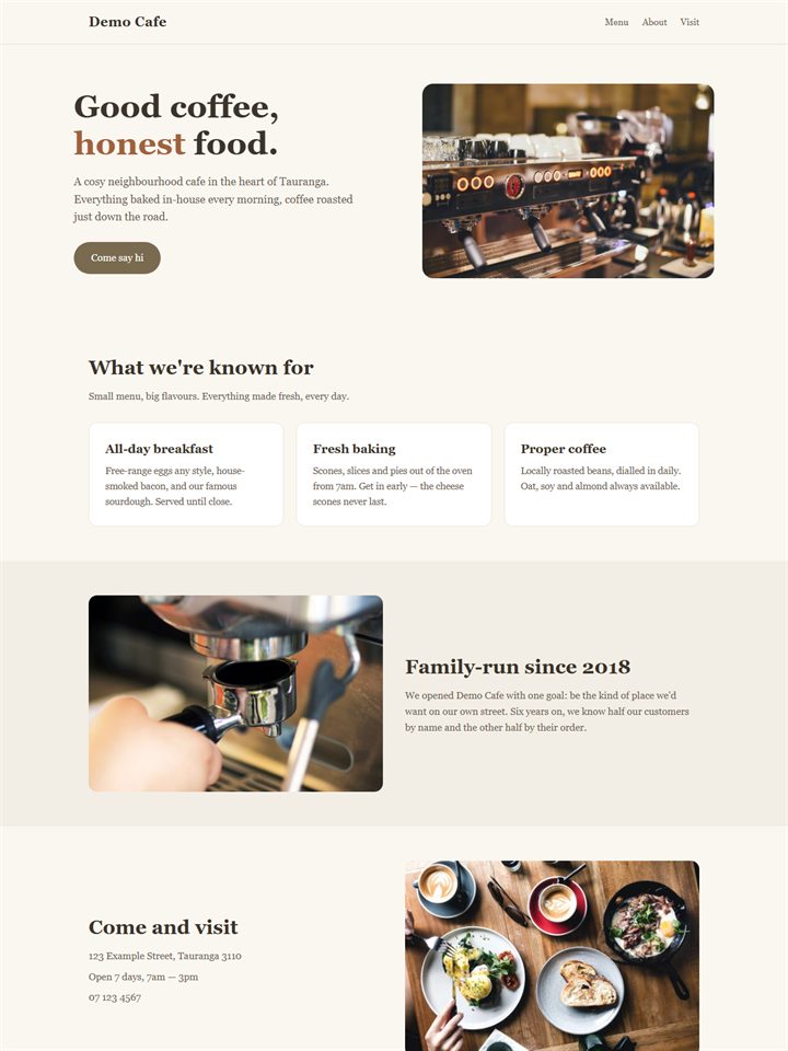 The Café Kit - site preview